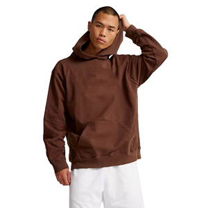 Sweat à capuche thermique personnalisé en molleton 100 % coton et polyester pour homme, style épaules tombantes, couleur unie - Product Image 1
