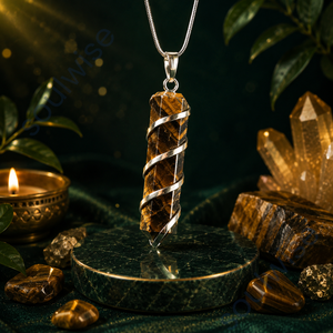 Pendentif crayon spirale œil de tigre - Collier religieux hindou - Product Image 4