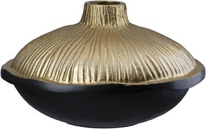 Jarrón de Mesa Contemporáneo Modern Muse de Bronce con Base Negra, Soporte Decorativo para Plantas Hecho a Mano - Product Image 2