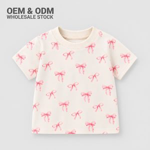 Camiseta para Niñas Pequeñas, Algodón Orgánico, Estampado Personalizado, Manga Corta Suave, OEM ODM, Venta al Por Mayor - Product Image 2