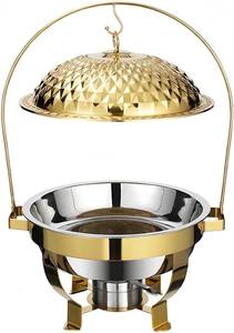 Calentador de Comida de Lujo de Acero Inoxidable con Patrón de Diamantes, Tapa Colgante Elegante, Ecológico, Hecho a Mano, para Hoteles en el Medio Oriente - Product Image 2