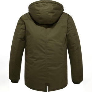Veste d'hiver épaisse à capuche pour homme, longue, unie, vert olive, décontractée, chaude - Product Image 2