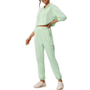 Women's Cropped Top and Jogger Set Casual Two <b>Piece</b> Sports Fashion Outfit with Comfortable Fabric for Streetwear Fitness - Product Image 3