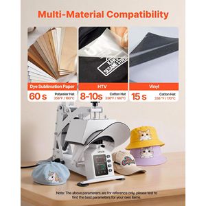 Pressa Termica per Cappelli con Controllo Preciso di Temperatura e Tempo, 4 Piastre Intercambiabili e Stretcher per Cappelli - Product Image 6