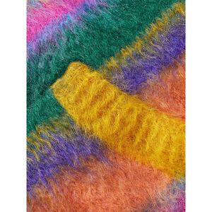 Autumn Winter <b>Long</b>-Sleeved Hooded Top <b>Cardigan</b> New Color Striped Zipper Button Decoration Loose Personality Fashion Made Mohair - Product Image 5