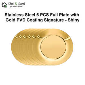 Set d'assiettes complètes en acier inoxydable 6 PCS avec revêtement PVD or Plats et assiettes brillants Signature - Product Image 4