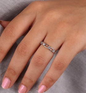 Anillo de cadena VBSR-48 de 0.54CT con diamantes cultivados en laboratorio, banda de eternidad completa de platino macizo 950, listo para enviar, para uso diario - Product Image 2