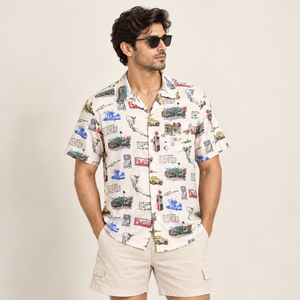 Camisas de Playa para Hombre con Cuello Camp Collar, 100% Viscosa, Manga Corta, Estampado Tropical Hawaiano, con Botones, para Vacaciones de Verano, Ropa Casual de Resort - Product Image 3