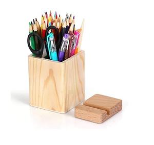 Wood <b>Pen</b> Holder Stationery Makeup Accessaries Holder Color <b>Pen</b> And Pencil Kids Room Desk Organizer <b>Box</b> Holder - Product Image 2