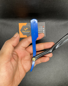 Saaqaans Enteprises Top Selling Folding Swing Lock <b>Straight</b> Razor Plastic Handle Stainless Steel Blade Single Blade Men Wet - Product Image 6