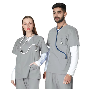 Hot Selling Fashionable Short Sleeve V-Neck Nurse Working <b>Clothes</b> Nursing Uniform <b>Scrubs</b> Uniform Tops for Men and Women - Product Image 3