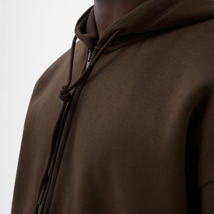 Sudadera con Capucha y Cremallera para Hombre, Talla Grande, Color Sólido, Felpa Francesa, Estilo Casual para Otoño, Corte Regular, Diseño con Bolsillos - Product Image 5