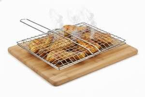 Panier de barbecue en acier inoxydable au design simple pour les amateurs de cuisine à la maison et en plein air - Product Image 5