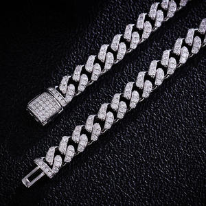 Luxury Iced Out Cuban Link Hip Hop Chain White Gold Finish <b>Statement</b> <b>Necklace</b> for Men Women Premium Streetwear Fashion Jewelry - Product Image 3