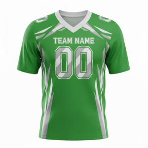 Maillot de football américain personnalisé pour adultes, manches courtes, respirant, option grande taille, devant 100% polyester, col en V - Product Image 4