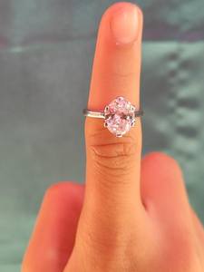 Anillo Solitario de Moissanita Rosa con Corte Ovalado para Mujer, Plata 925 Original, Regalo de Aniversario para Pareja, Joyería - Product Image 6