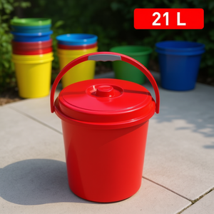 Secchio in plastica da 21 litri con coperchio e maniglia per stoccaggio e trasporto - Product Image 3