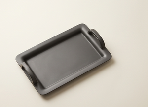 Luxury Matte <b>Black</b> Metal <b>Serving</b> <b>Tray</b> Rectangular Food Display Platter With Handles Heavy Duty Tableware For Living Room - Product Image 3
