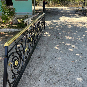 Victorian Cast Iron Stair Railing With Gold Accents Outdoor Wall-Mounted Handrail Rust Resistant Design - Product Image 5