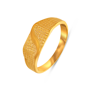 Contour Gleam Men's Gold <b>Ring</b> Premium 10K Yellow Gold Textured Wave Design Men's <b>Ring</b> Modern <b>Dome</b> Band Elegant Wedding <b>Ring</b> - Product Image 1