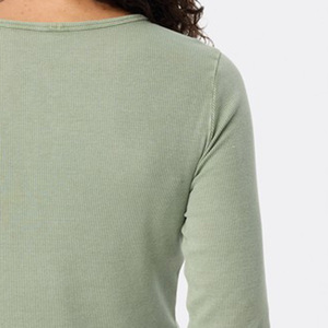 T-shirt en tricot à manches courtes et col rond pour femme, couleur unie, 100% coton biologique, respirant, écologique, séchage rapide, vêtements décontractés pour l'été - Product Image 4