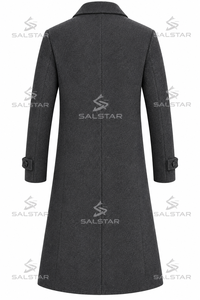 <b>Men</b>’s Premium Wool Blend Long <b>Overcoat</b> Double Breasted Tailored Winter Coat Classic Charcoal <b>Grey</b> Business Formal Trench Coat - Product Image 4