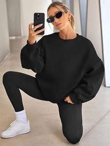Sudadera de algodón con cuello redondo, personalizada, unisex, extragrande, de forro polar grueso, para invierno, con logo frontal, para mujer - Product Image 6