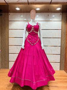 Traditional Indian Pakistani <b>Women</b> <b>Lehenga</b> Choli Green Embroidered Floor-Length Loose Fit Wedding Wear - Product Image 1
