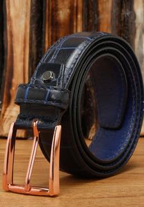 2026 Vintage Custom Cowhide Leather Belt Retro Business Casual Formal <b>Black</b> Crocodile Pattern Genuine Alloy Leather <b>for</b> <b>Men</b> - Product Image 4