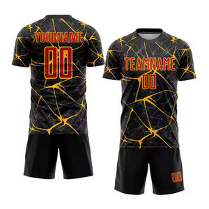 Conjunto de Uniforme de Fútbol Personalizado en Morado y Amarillo, de Alto Rendimiento, Transpirable, de Poliéster, Unisex, para Equipos, Jersey y Pantalones Cortos Sublimados al por Mayor - Product Image 3