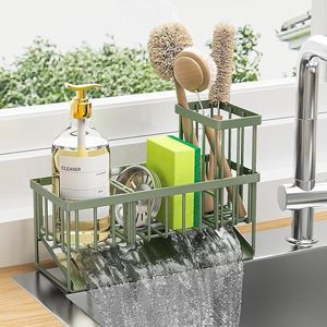 <b>Kitchen</b> Sink Organizer <b>Storage</b> with High Brush Holder 304 Stainless Steel Sponge Rack and Caddy for Convenient Access - Product Image 3