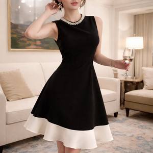 Vestido Midi Cruzado con Volantes para Mujer, de Satén Sedoso, Tejido, Largo, para Fiesta, Estilo Casual de Verano, OEM, Vintage, Sin Mangas - Product Image 1