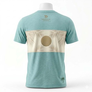 Maillot de pickleball respirant en coton slub délavé aqua avec motif coucher de soleil esthétique vacances - Product Image 3