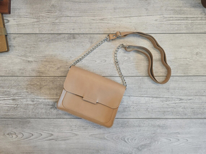 Handmade <b>Leather</b> Crossbody Bag with Chain Strap Personalized <b>Small</b> <b>Purse</b> Cute Shoulder Handbag for Women Gift for Her - Product Image 4