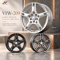 Jantes forgées monobloc à cinq branches avec fentes d'aération, 18-22 pouces, finition argentée, modèle VIW-209 pour BMW, Audi, Mercedes-Benz