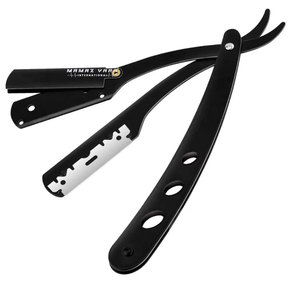 Navaja de Afeitar Plegable Negra Clásica para Hombre, Soporte de Acero Inoxidable para Navaja de Afeitar Recta, para Afeitar el Vello Púbico y Axilar, Navaja de Afeitar Masculina - Product Image 1