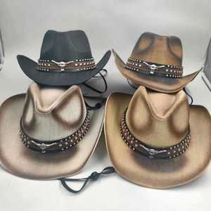 Sombrero Vaquero de Paja Mexicano de Alta Calidad con Ala Enrollable y Banda Decorativa, Transpirable y Cómodo para Viajes, Pesca y Uso Casual en Todas las Estaciones - Product Image 1