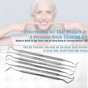 Professional 6 Pieces Dental Tartar Scraper Tool Kit | Double Ended Plaque Remover & Tooth Cleaning Pick Set for Home Use - Product Image 3