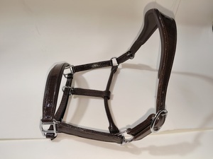 Collier de tête réglable en cuir de style selle anglaise avec surpiqûres fantaisie - Product Image 2