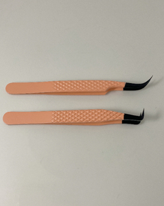 Pinzas para Pestañas con Agarre de Diamante, Pinzas de Acero Inoxidable con Punta de Fibra Profesional para Extensiones de Pestañas, Color Beige - Product Image 5