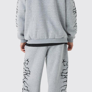 Custom Logo Printing Winter Men Hooded Zipper <b>Tracksuit</b> Regular Fit Breathable Casual Streetwear Cotton Wholesale Two Piece Set - Product Image 6