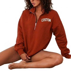Sweat-shirt d'hiver imprimé pour femme, col montant demi-zip, coupe décontractée et confortable, vente en gros OEM de haute qualité - Product Image 3
