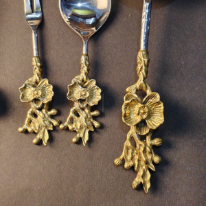 Juego de Cubiertos de Acero Inoxidable con Mango de Flor de Orquídea, Textura Martillada, Cucharas, Tenedores y Cucharas para Sopa para Catering de Bodas y Fiestas - Product Image 5