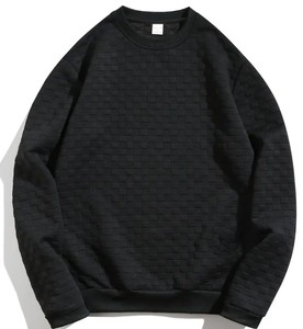 2026 Elegant Men's Oversized Crew Neck Pullover Sweatshirt Solid Color Casual Knitted Cotton Winter Embroidered - Product Image 6