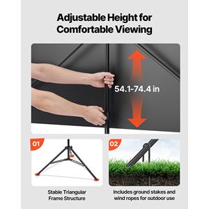 Schermo per Proiettore Portatile da 80 Pollici, Angolo di Visione 160 Gradi, 16:9 4K HD, Senza Pieghe, con Supporto per Proiezione Interna ed Esterna - Product Image 3