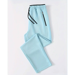 Conjunto Deportivo Unisex Azul Claro, Cierre Completo, Cuello Alto, Manga Larga, Bolsillos Laterales, Secado Rápido, Ropa Casual de Primavera, Corte Regular - Product Image 5