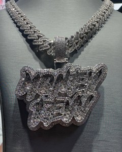 Collier Pendentif MONEY pour Homme, Style Hip Hop, Zircon Cubique, Chaîne en Alliage Plaqué Argent, Bijou de Fête, Disponible en Promotion - Product Image 1