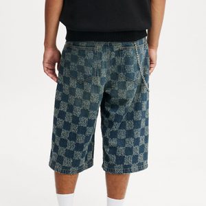 Shorts de sport amples et imperméables en mélange polyester/coton, motif écossais, avec cordon de serrage, longueur genou, poches, grandes tailles - Product Image 3