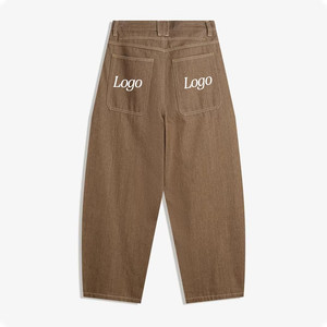 กางเกงยีนส์ทรงบอลลูนสีน้ำตาลเข้ม สไตล์สตรีทแวร์สำหรับผู้ชาย ทรงบูทคัทแบบหลวมๆ - Product Image 1