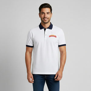 Polo de golf OEM/ODM à la mode, coupe décontractée, respirant, color block, en coton piqué, manches courtes, col rabattu - Product Image 1